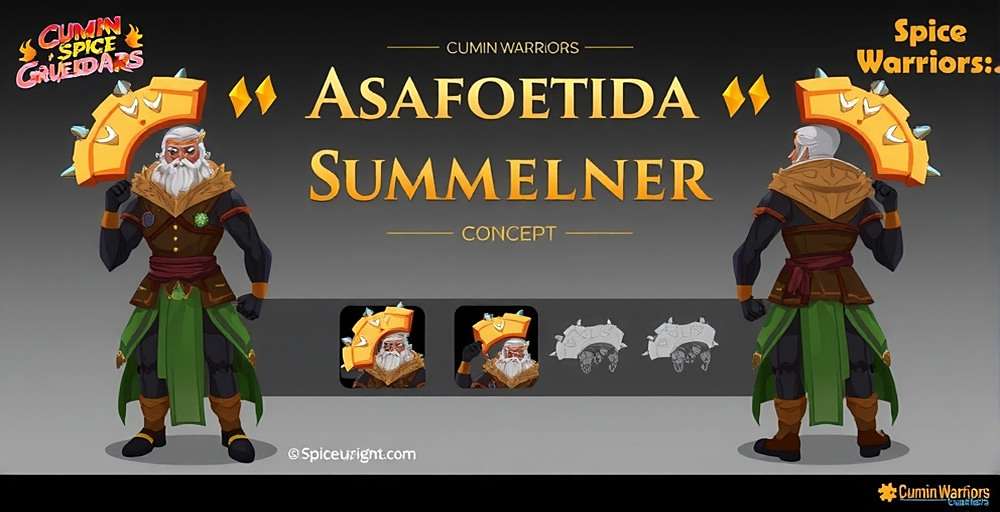 Concept art for upcoming Asafoetida Summoner character in Cumin Warriors Spice Crusaders